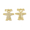 Brass Micro Pave Clear Cubic Zirconia Connector Charms KK-E068-VC084-1