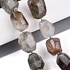 Natural Green Lodolite Quartz/Garden Quartz/Green Phantom Quartz Beads Strands G-N362-07A-04-1