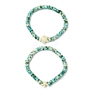 2Pcs Synthetic Turquoise Beads Stretch Bracelets BJEW-JB11407-4