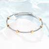 Duo Tone 304 Stainless Steel Cube Bead Cuff Bangles for Women SA-CBA2192-01GP-2
