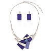 Rectangle Alloy Acrylic Pendant Necklaces & Stud Dangle Earrings Sets for Women WGBF392-01-5