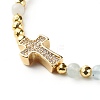 Cross Cubic Zirconia Beaded Bracelet for Girl Women BJEW-JB06848-04-4