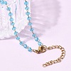 304 Stainless Steel with Glass Faceted Rondelle Bead Handmade Link Chain Birth Stone Necklaces for Women NJEW-G195-01G-10-2