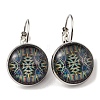 Flat Round Glass Leverback Earrings with Brass Earring Pins EJEW-Q798-01G-1