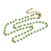 304 Stainless Steel with Glass Faceted Rondelle Bead Handmade Link Chain Birth Stone Necklaces for Women NJEW-G195-01G-06-4