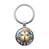 Alloy with Glass Pendant Keychain PW-WGD84D8-01-1