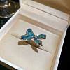 Brass Rhinestone Cuff Open Rings WGF4CCA-04-1