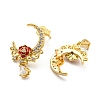 Moon & Rose Brass Micro Pave Cubic Zirconia Dangle Stud Earrings EJEW-P240-18G-2