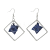 Rhombus Brass Dangle Earrings EJEW-D360-01P-10-4