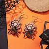 Halloween Braided Glass Seed Beads & 201 Stainless Steel Dangle Earrings EJEW-MZ00158-2