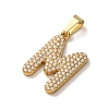 304 Stainless Steel Micro Pave Clear Cubic Zirconia Pendants CU-CBA703A-05G-M-2