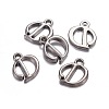 Gunmetal Plated Alloy Letter Pendants PALLOY-P097-03-D-2