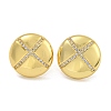 Rack Plating Brass Micro Pave Clear Cubic Zirconia Stud Earrings EJEW-I313-10G-01-1