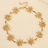 Alloy Crystal Rhinestone Sun Link Chain Necklaces for Women NJEW-P345-01G-1