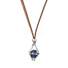 Brass Macrame Pouch Stone Holder Pendant Necklaces NJEW-JN04653-01-3