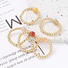 Natural Topaz Jade and Brass Beads Stretch Ring for Girl Women RJEW-JR00401-3