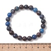 Round Natural Blue Opal Beads Stretch Bracelets for Women Men BJEW-JB13526-2