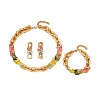 Alloy & Acrylic Rectangle Link Chain Necklace & Bracelet & Stud Dangle Earring Sets FS-WG12B03-01-3
