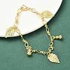 Leaf & Gourd Brass Charm Bracelets BJEW-K248-03G-3