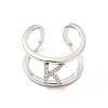 Clear Cubic Zirconia Initial Letter Open Cuff Ring RJEW-A012-01P-K-1