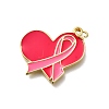 October Breast Cancer Pink Awareness Ribbon Brass Enamel Pendants KK-S517-04C-G-1
