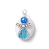 Natural Mixed Cowrie Shell Beads with Eco-Friendly Transparent Acrylic Beads and Tibetan Style Alloy Fairy Wing Beads Pendants PALLOY-JF03814-02-3
