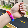 Rainbow Braided Silicone Stretch Bracelets for Men WG97979-01-4