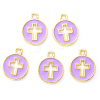 Light Gold Plated Alloy Enamel Pendants LS-X-ENAM-R136-18C-1