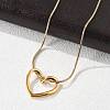 Ion Plating(IP) 304 Stainless Steel Hollow Heart Pendant Necklace with Round Snake Chains NJEW-M202-05G-2