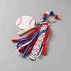 Baseball Polyester & Wood & Zinc Alloy & Acrylic Pendant Keychains KEYC-WH0036-59-2