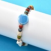 Handmade Porcelain Beads & Synthetic Howlite Beads Stretch Bracelets for Women LS-BJEW-D307-01E-1