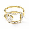 Ion Plating(IP) 304 Stainless Steel Cubic Zirconia Cuff Ring for Women LS-RJEW-C060-04G-2