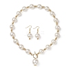 Round Acrylic Imitation Pearl Beads Necklace & Dangle Earring Sets for Women SJEW-JS01304-1