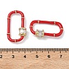 Oval Brass Micro Pave Clear Cubic Zirconia Locking Carabiner KK-H256-01G-03-3