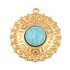304 Stainless Steel with Synthetic Turquoise Pendants STAS-H253-01D-G-1