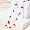 Natural Red Jasper Faceted Flat Round Beaded Chain Necklaces with Matte Brass Beads GG-CBA37F5-01G-01-3