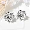 304 Stainless Steel knit Stud Earrings EJEW-B108-08P-2