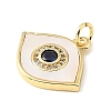 Brass Micro Pave Dark Blue Cubic Zirconia & Natural White Shell Pendants CU-CBA6938-01G-01-2