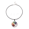 Natural Mixed Gemstone Chips Braided Tree of Life Pendant Necklaces NJEW-JN03886-02-1