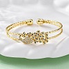 Brass Micro Pave Cubic Zirconia Cuff Bangles for Women BJEW-U025-09G-2