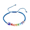 Flat Round Evil Eye Lampwork Braided Bead Bracelet BJEW-JB07234-05-1