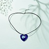 Heart with Evil Eye Lampwork Pendant Necklace with Leather Cord for Women NJEW-JN03924-01-2