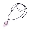 Natural Rose Quartz Pendants Necklaces NJEW-E140-A06-1