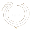 304 Stainless Steel Pendant 316 Surgical Stainless Steel & Plastic Pearl Paperclip Chain 3 Layer Necklaces for Women NJEW-JN05471-02-4