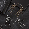 FIBLOOM 2 Pairs 2 Colors Alloy Skeleton Skull  Dangle Stud Earrings for Halloween EJEW-FI0001-11-7