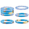 4Pcs 4 Style Acrylic Chunky Curved Tube Stretch Bracelet Sets BJEW-SW00074-03-1