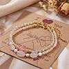 2Pcs Natural Rose Quartz & Glass & Imitation Pearl & Brass Beaded Bracelets for Women JV0360-4-1