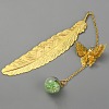 Golden Tone Brass Feather Bookmarks AJEW-WH0020-55G-03-1