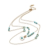 Enamel Charms Double Layer Necklace with Synthetic Turquoise Beaded NJEW-P269-20B-G-1