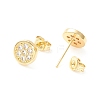 Clear Cubic Zirconia Flat Round Stud Earrings EJEW-P196-06G-2